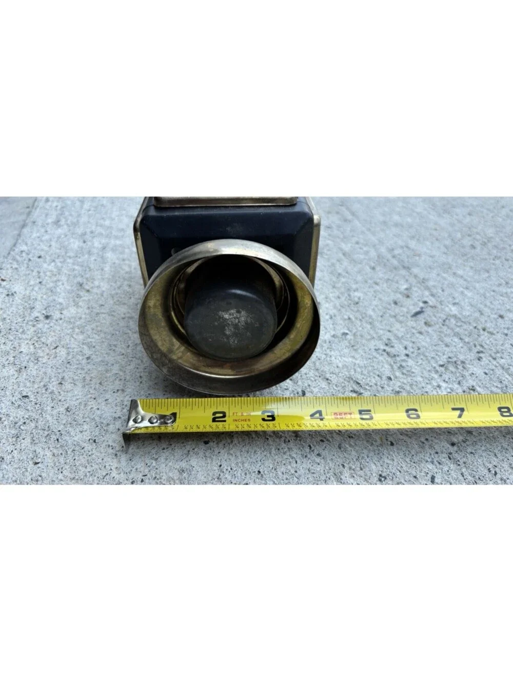 Antique Brass Oil Lantern Black Gold Metal Glass 8x4in Collectible Lamp Brass